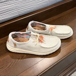 Hey Dude Women's Cream Canvas Shoes